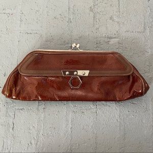 Zac Posen brown patent leather clutch
